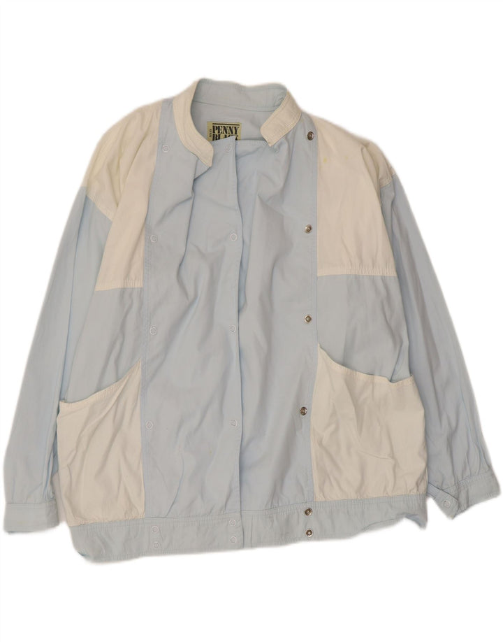PENNY BLACK Damen Utility-Jacke UK 14 Large Blaue Colourblock-Baumwolle