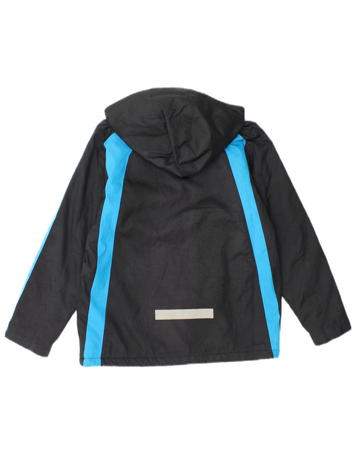 ADIDAS Boys Hooded Windbreaker Jacket 7-8 Years Navy Blue Colourblock