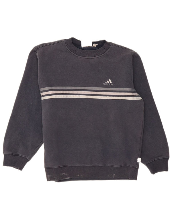Adidas Damen Sweatshirt Pullover UK 14 Medium Marineblau gestreift