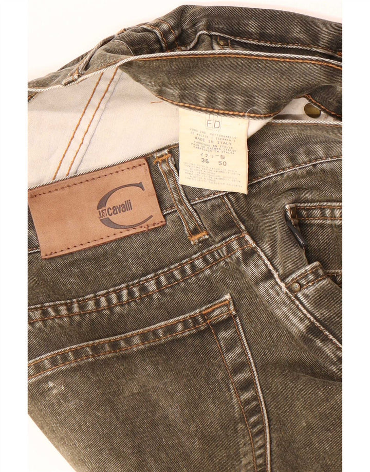 Just Cavalli Damen Straight Jeans W30 L30 Khaki Baumwolle