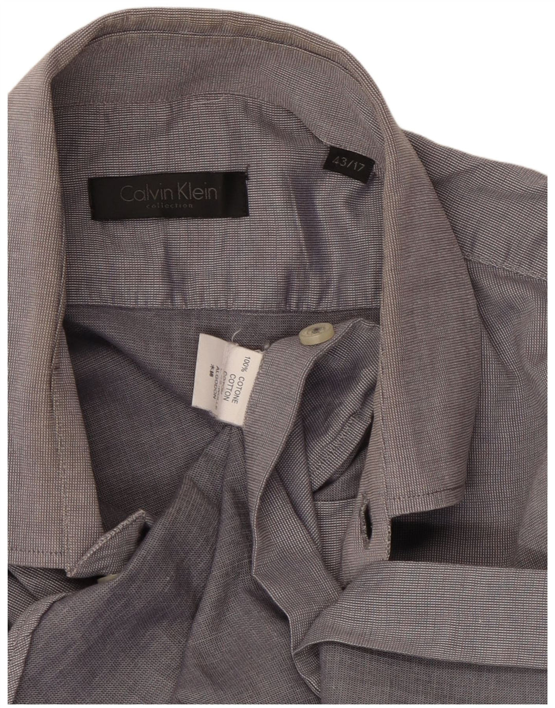 Calvin Klein Herrenhemd Größe 43 17 XL Graue Baumwolle