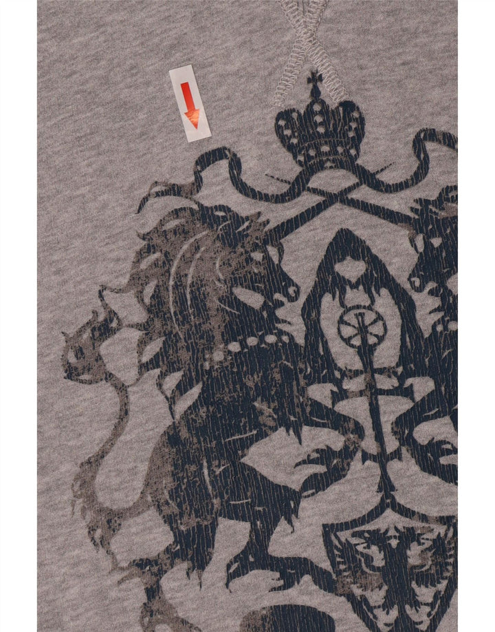 Mexx Herren-Kapuzenpullover mit Grafik, 2XL, graue Baumwolle