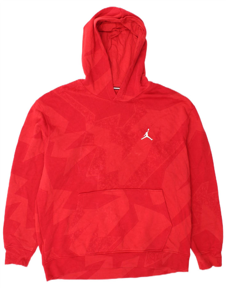 Jordan Herren-Kapuzenpullover, groß, rot, geometrisch, Baumwolle