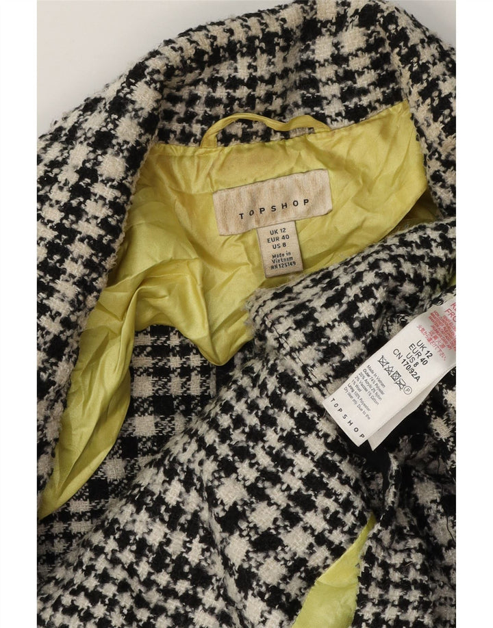 Topshop Damen Zweireihiger Mantel UK 12 Mittelschwarzer Hahnentritt