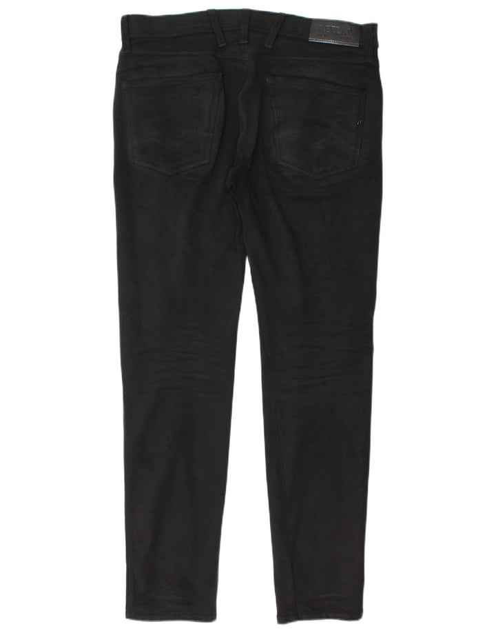 Replay Damen Anbass Distressed Slim Jeans W32 L30 Schwarz Baumwolle