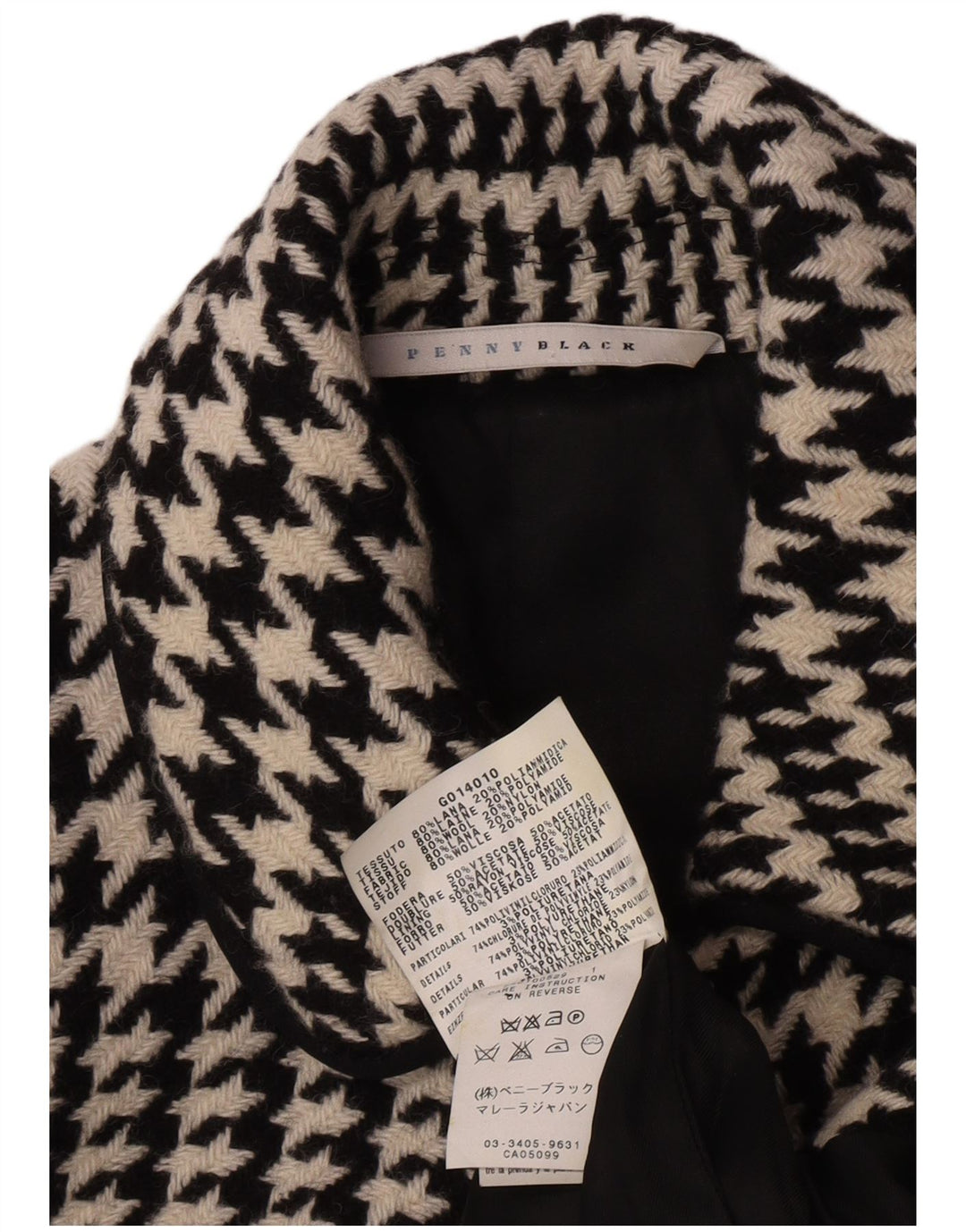 Penny Black Damen Übergroßer Mantel UK 10 Small Schwarze Hahnentrittwolle