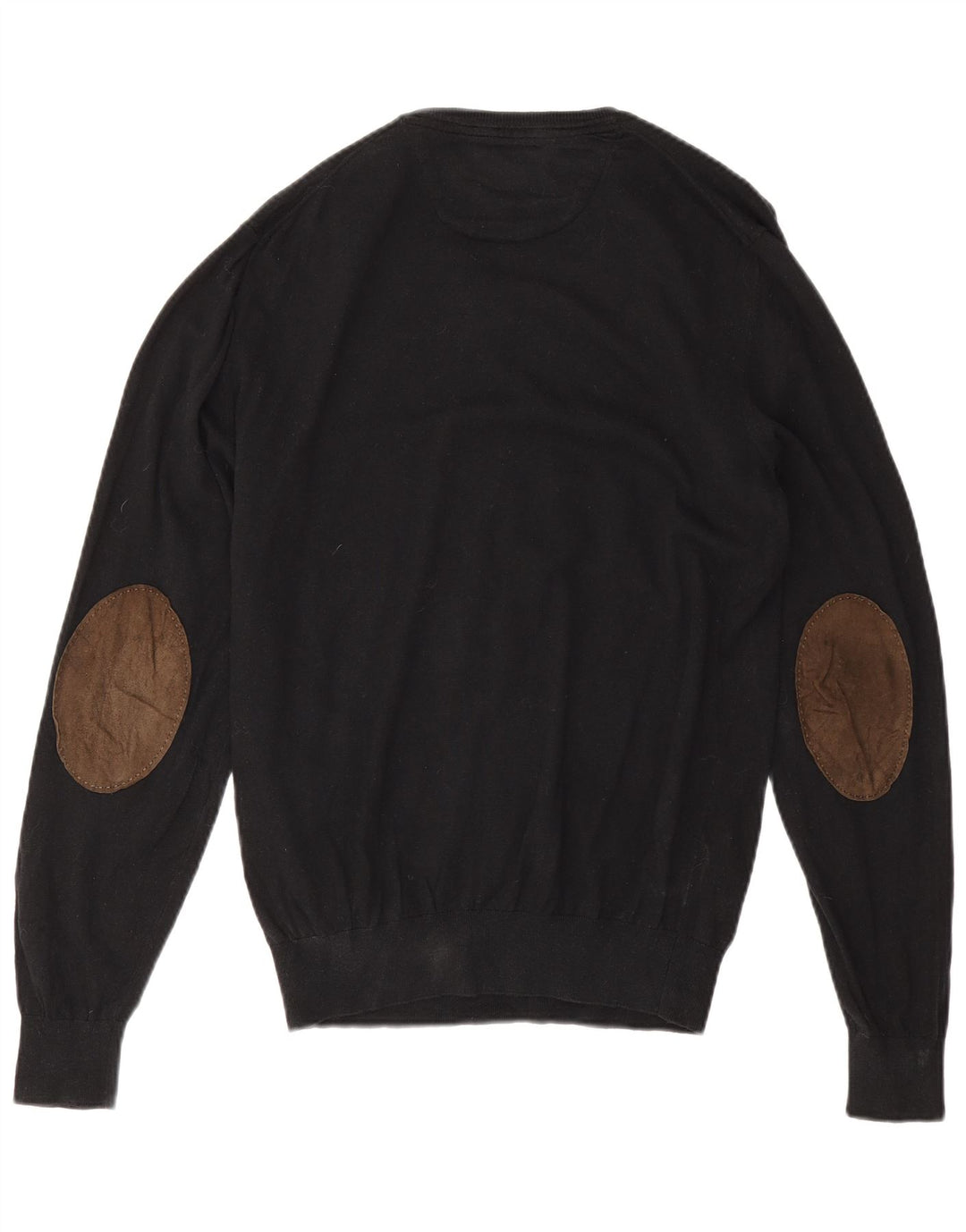 Massimo Dutti Herren-Pullover mit V-Ausschnitt, XL, schwarze Baumwolle