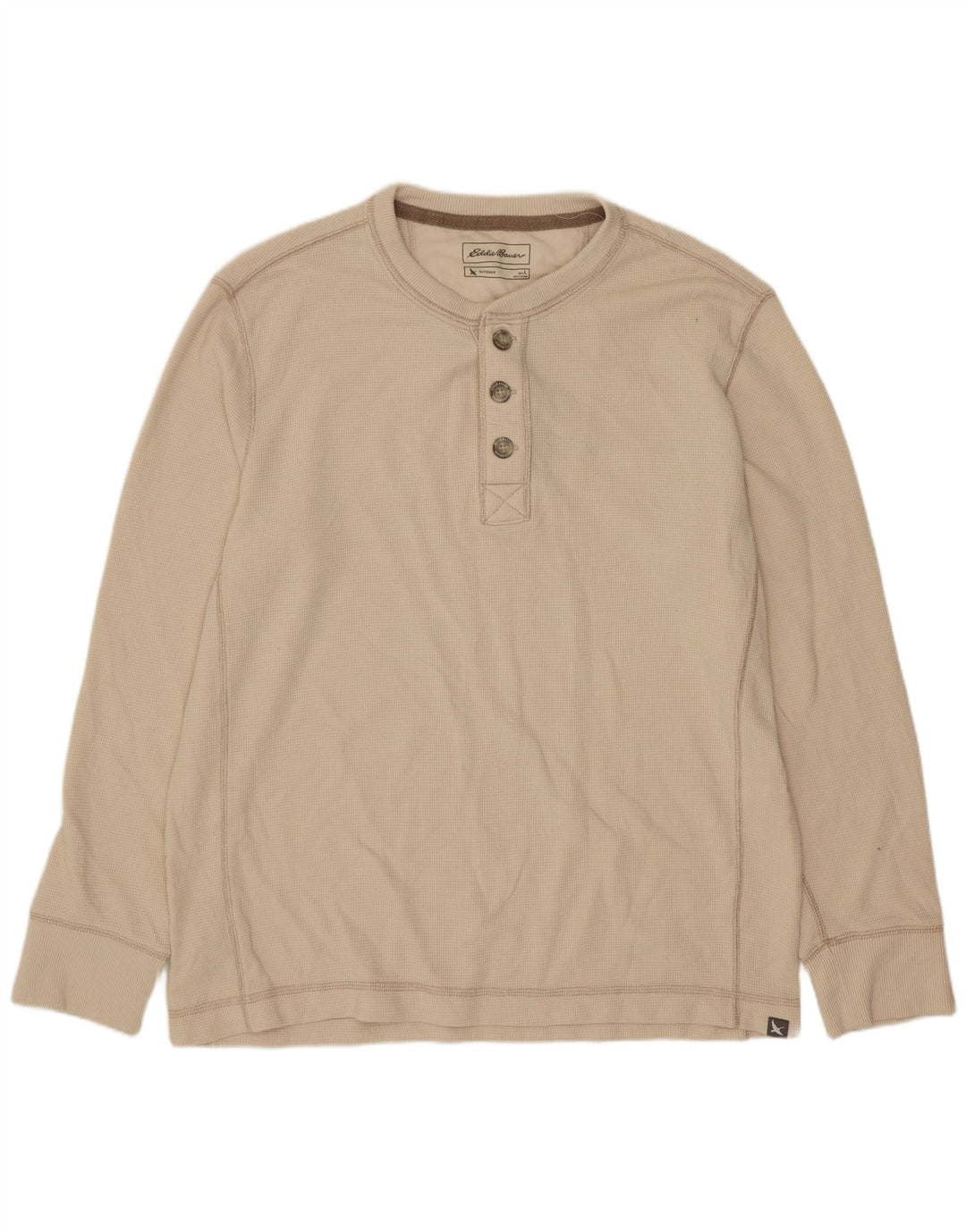Eddie Bauer Herren-Top, langärmelig, groß, beige Baumwolle