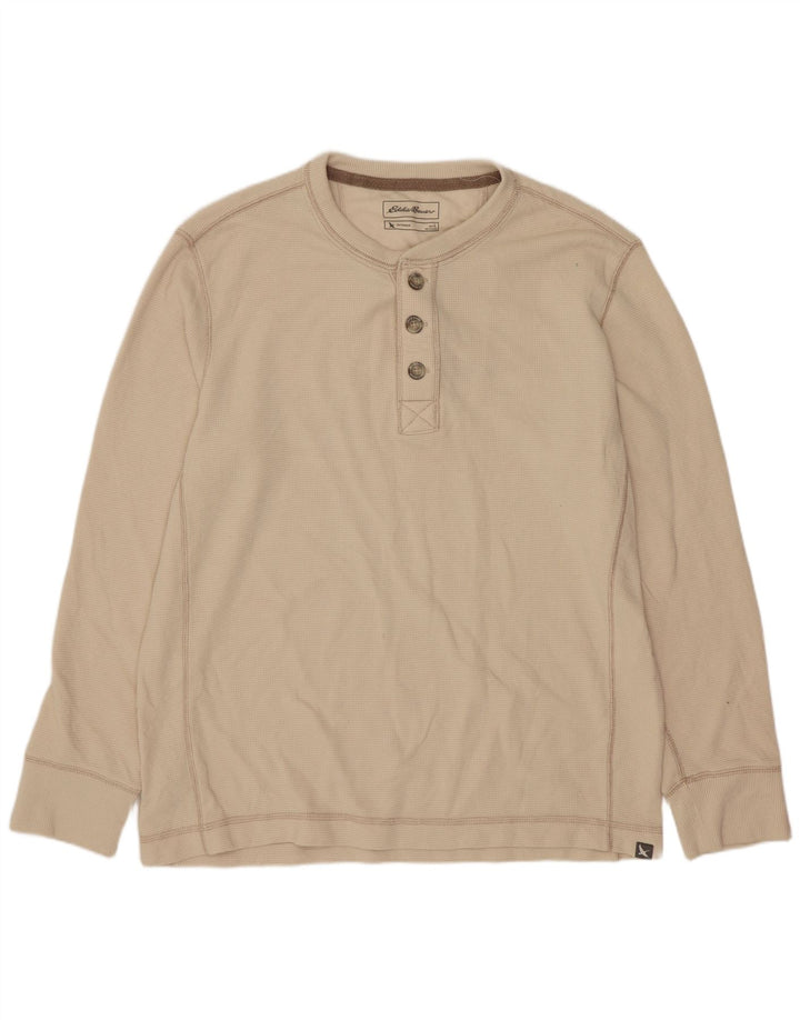 Eddie Bauer Herren-Top, langärmelig, groß, beige Baumwolle