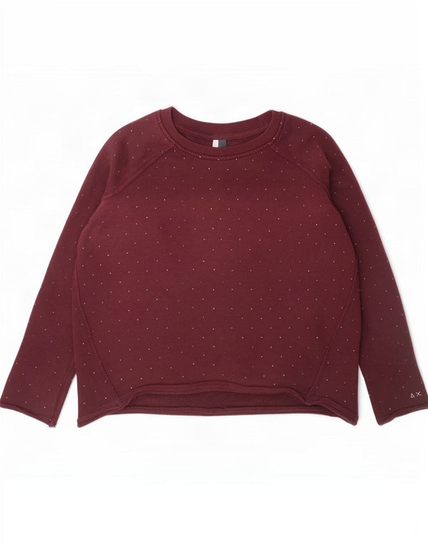 Sun68 Sweatshirt-Pullover für Mädchen, 11–12 Jahre, burgunderrot gepunktete Baumwolle