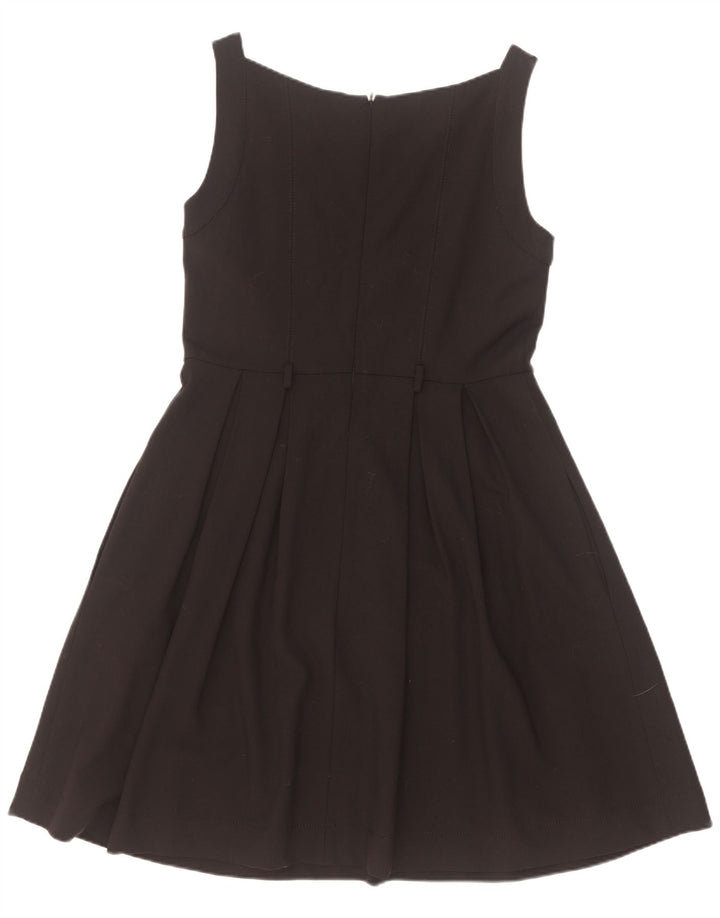 Vintage Damen Ärmelloses A-Linien-Kleid UK 12 Medium Schwarz