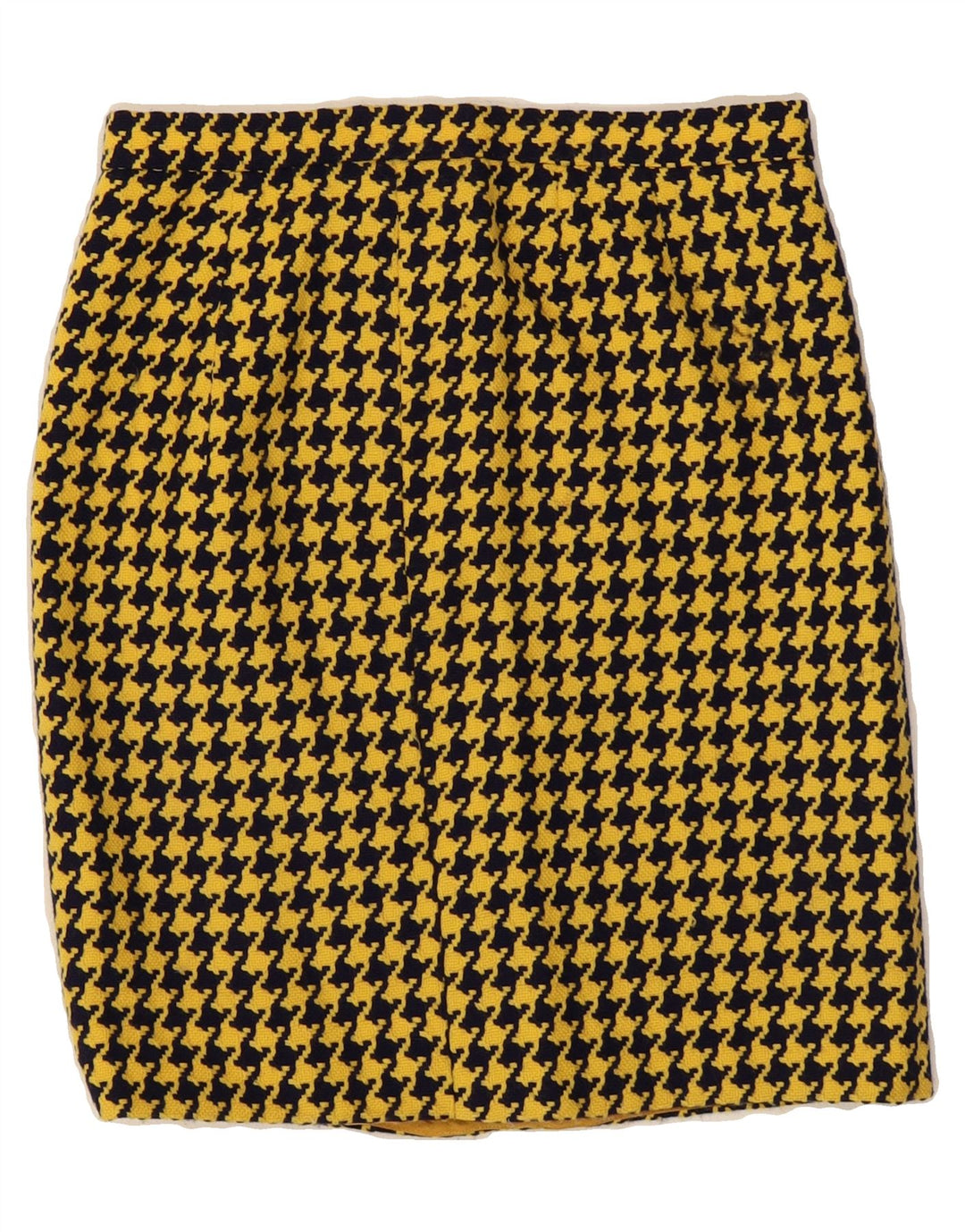 VINTAGE Womens Pencil Skirt W28 Medium Yellow Houndstooth Vintage Vintage and Second-Hand Vintage from Messina Hembry 