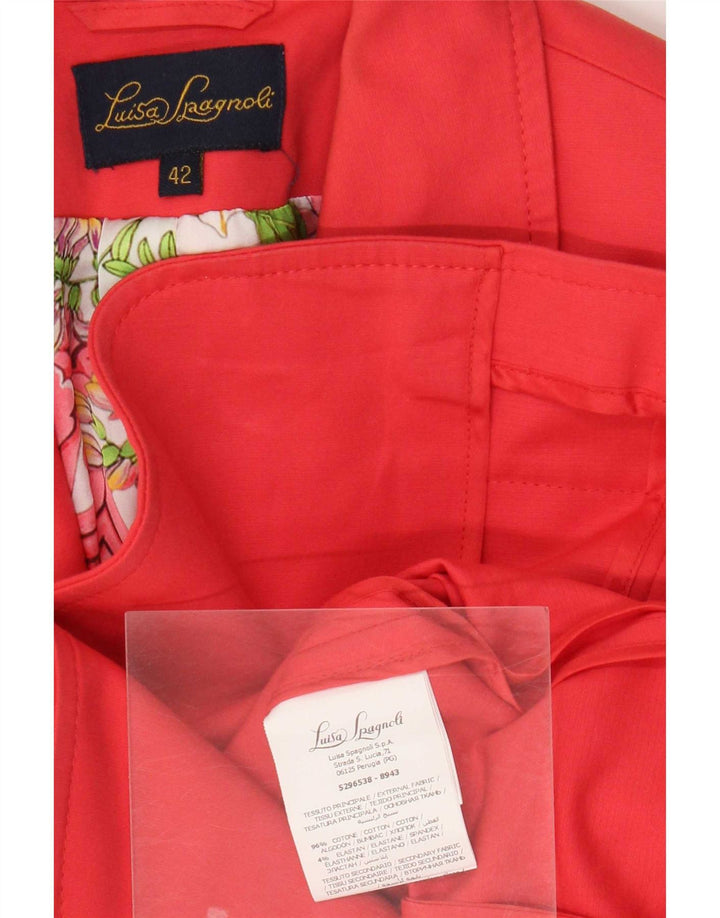 Luisa Spagnoli Damen 2-Knopf-Blazerjacke IT 42 mittelrote Baumwolle