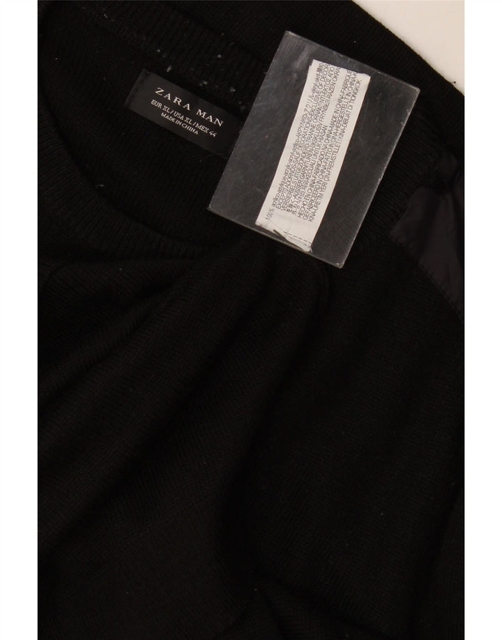 Zara Herren Rundhalspullover Pullover XL Schwarz Acryl