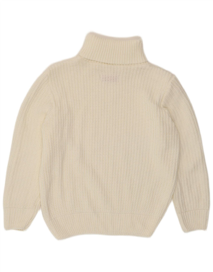 Vintage Damen Rollkragenpullover Pullover UK 14 Große weiße Viskose