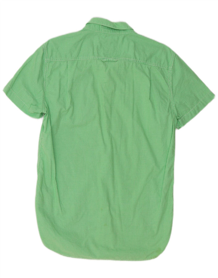 SUPERDRY Herren-Kurzarmhemd aus mittelgrüner Gingham-Baumwolle