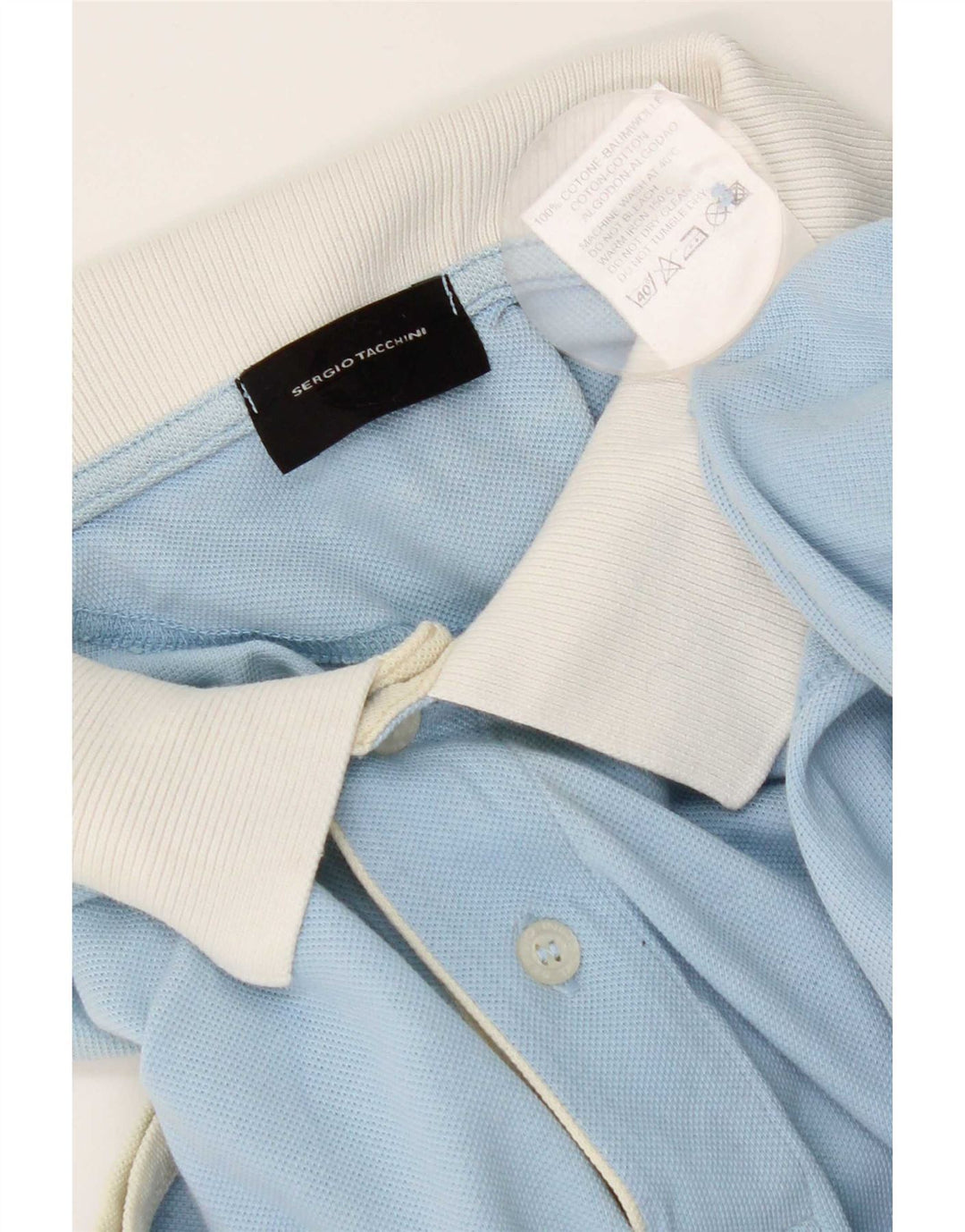 Sergio Tacchini Herren-Poloshirt IT 48 Mittelblaue Colourblock-Baumwolle