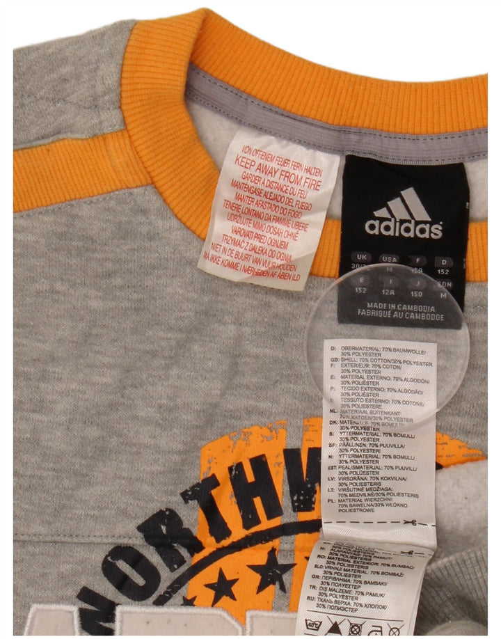 ADIDAS Mädchen-Sweatshirt mit Grafik, 11–12 Jahre, grau gefleckte Baumwolle