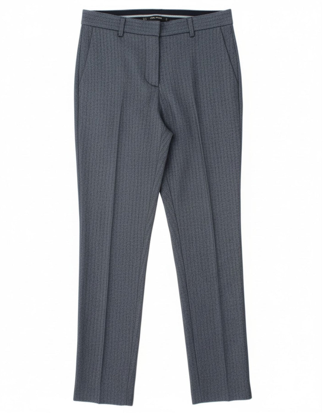 Zara Slim Chino-Hose für Damen, Größe S, W26, L27, blaues Fischgrätenmuster aus Polyester