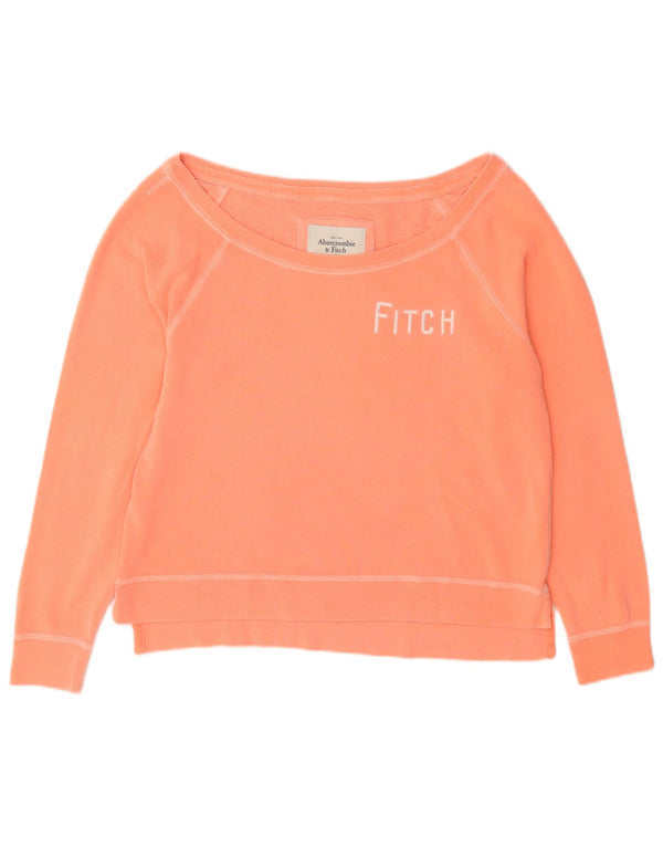Abercrombie & Fitch Damen Grafik-Sweatshirt-Pullover UK 16 Large Orange