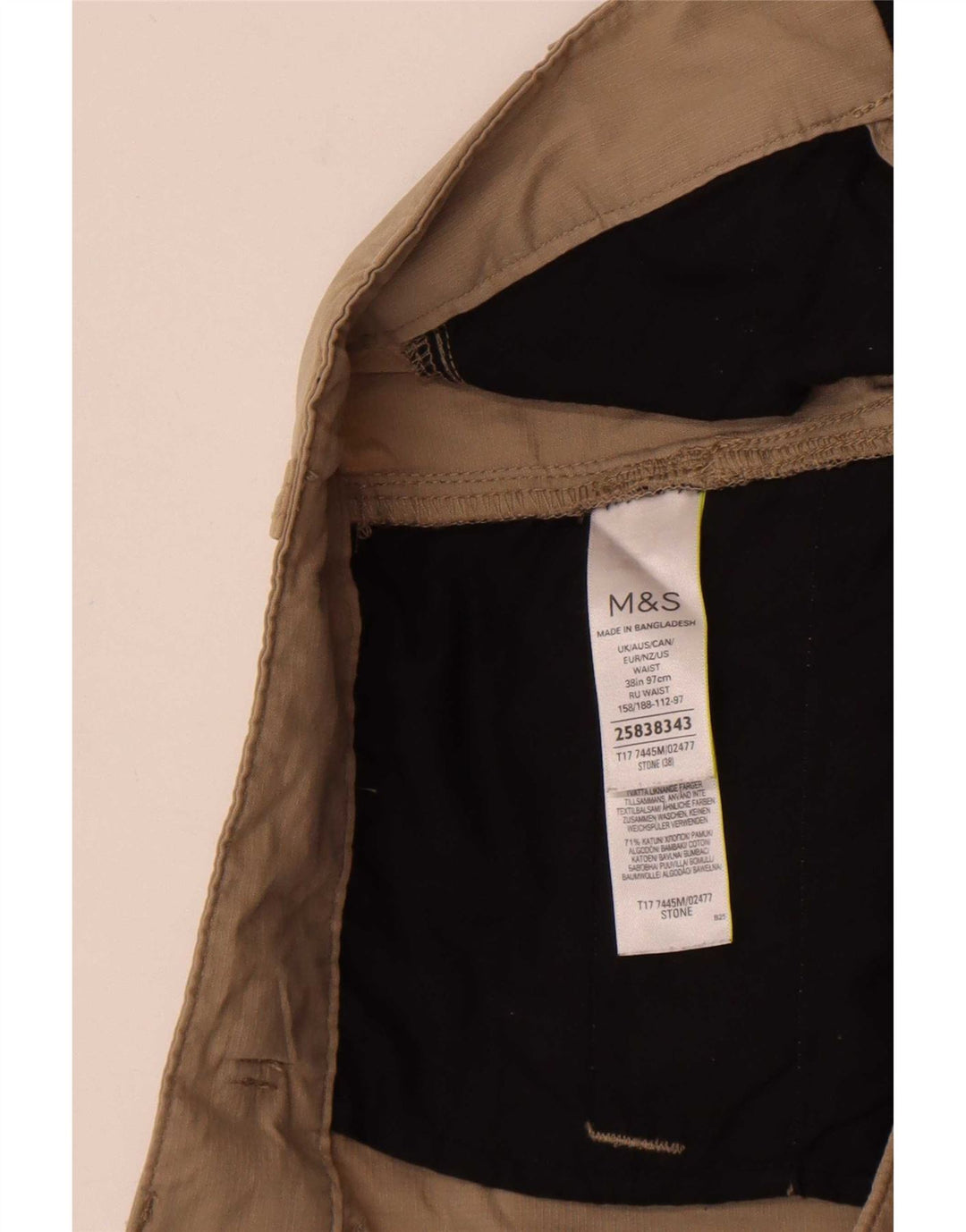 Marks & Spencer Herren Cargoshorts XL W38 Beige Baumwolle
