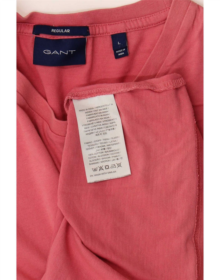 Gant Herren Regular T-Shirt Top Large Rosa Baumwolle