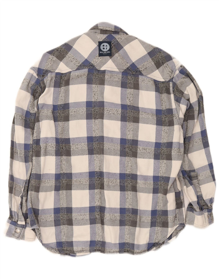 Maui and Sons Herren-Flanellhemd aus mittelblau karierter Baumwolle