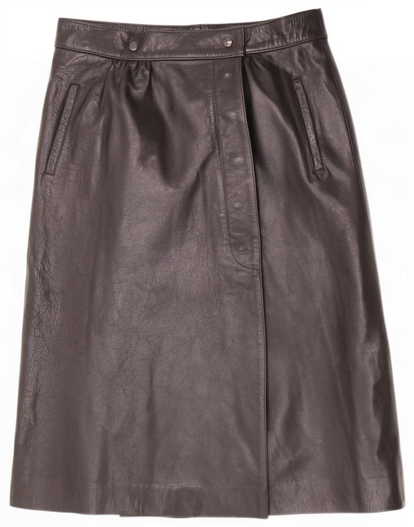 Vintage Damen Wickelrock aus Leder W28 Medium Schwarz