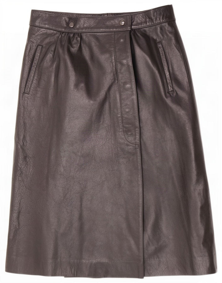 Vintage Damen Wickelrock aus Leder W28 Medium Schwarz