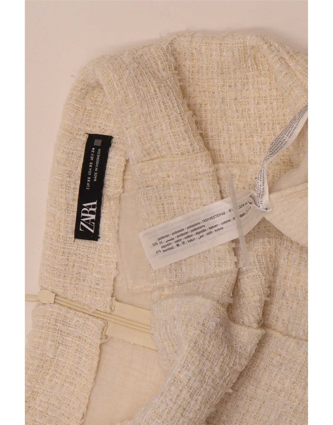 Zara Damen Minirock XS W24 Off White Polyester