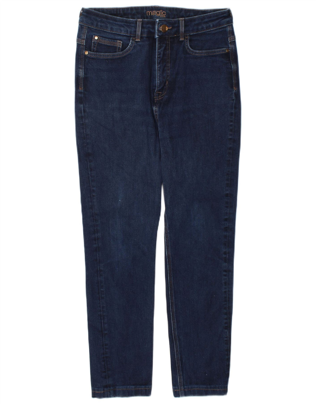 Magic Damen Slim Jeans UK 12 Medium W30 L26 Marineblau Baumwolle