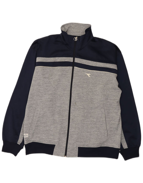 Diadora Herren-Trainingsanzug-Top-Jacke, UK 42, Größe L, Marineblau, Farbblock