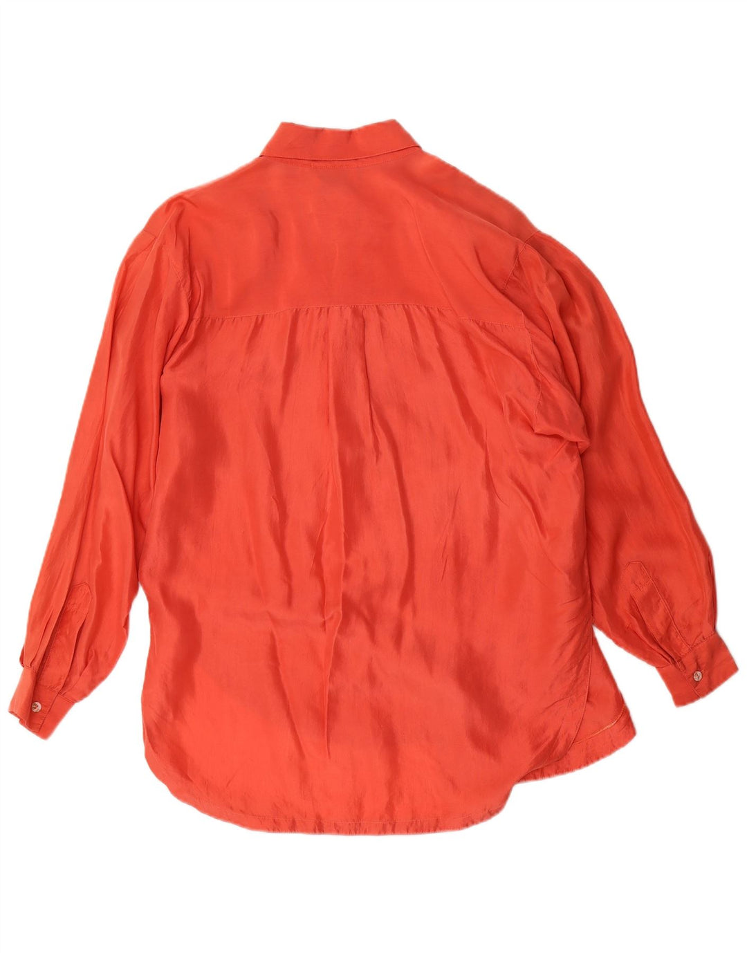 Vintage Damen Hemdbluse UK 14 Medium Orange Seide