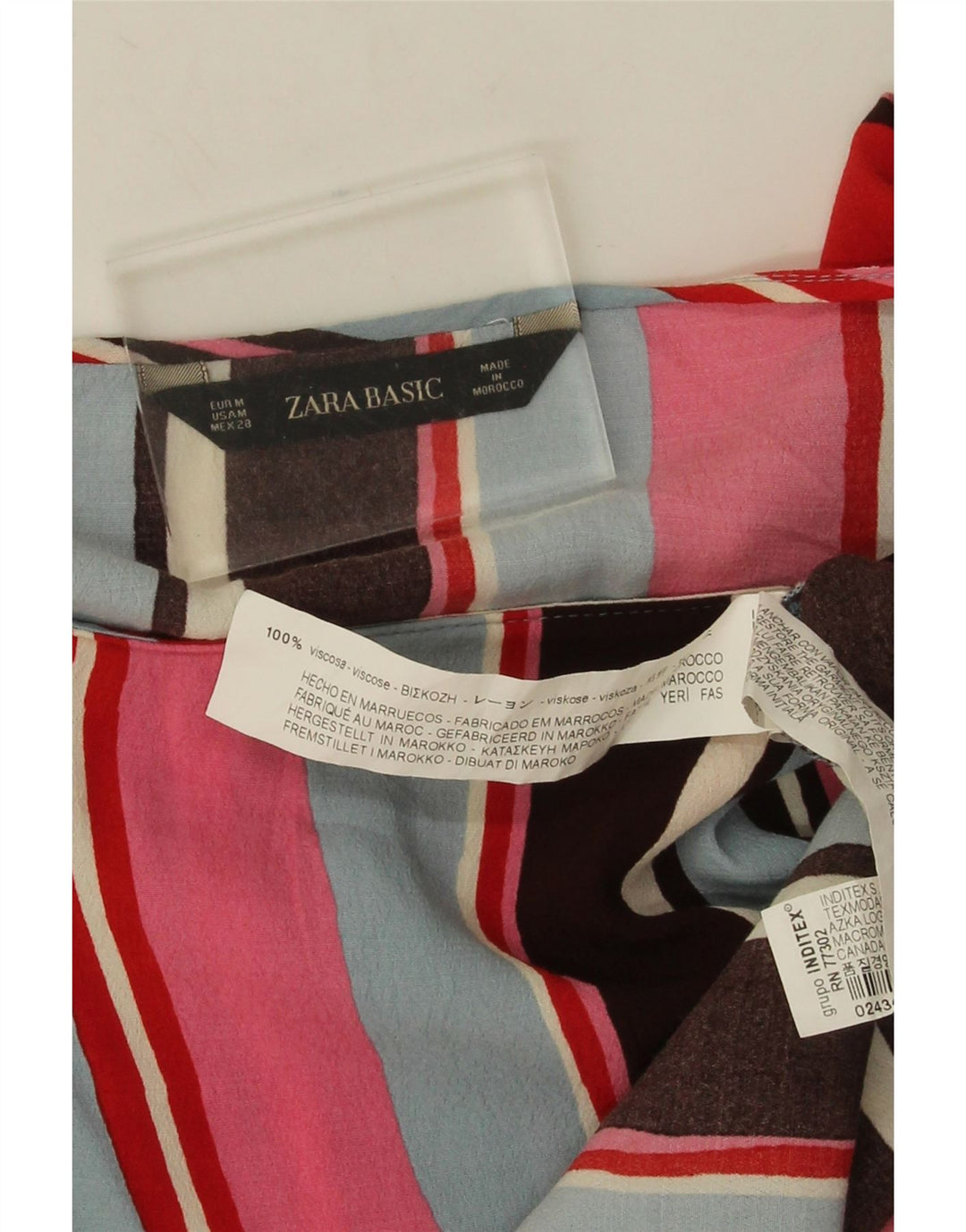 Zara Damen Crop Langarm-Blusenoberteil UK 14 Medium Mehrfarbig gestreift