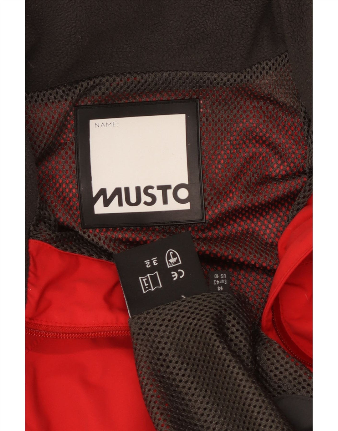 Musto Damen-Regenjacke mit grafischer Kapuze, UK 14, Größe L, Rot, Farbblock