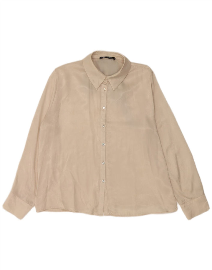 Zara Damen-Hemd UK 16 Large Off White Polyester