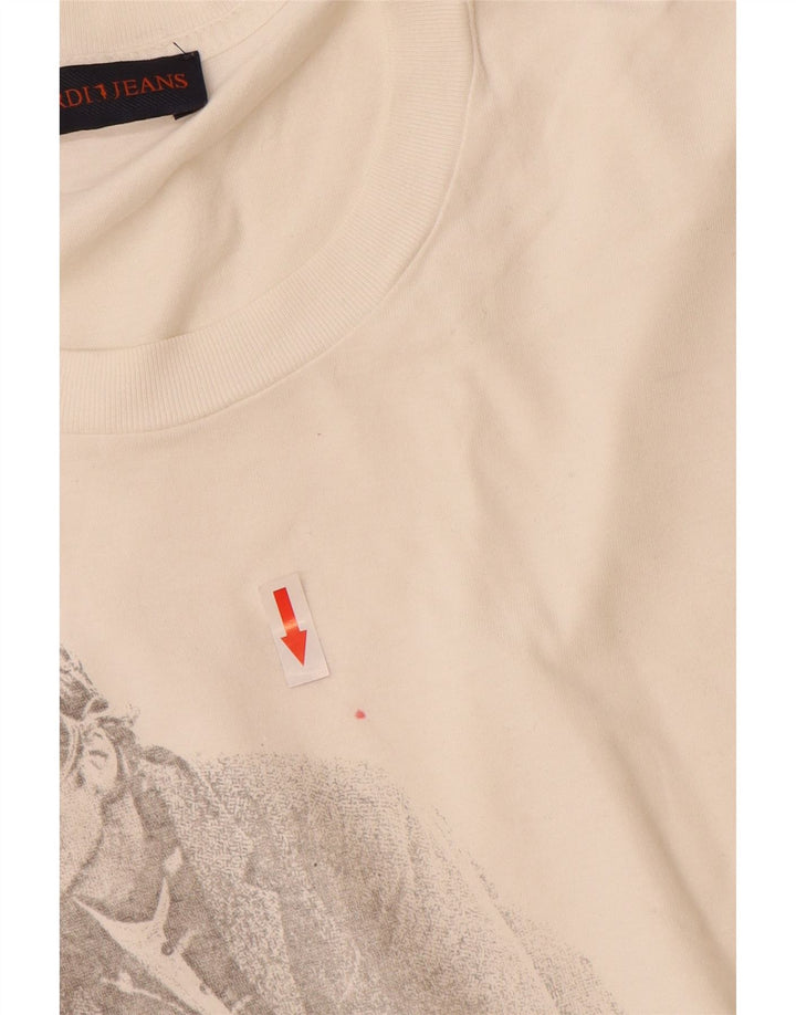Trussardi Jeans Herren-T-Shirt mit Grafik, Größe L, Weiß