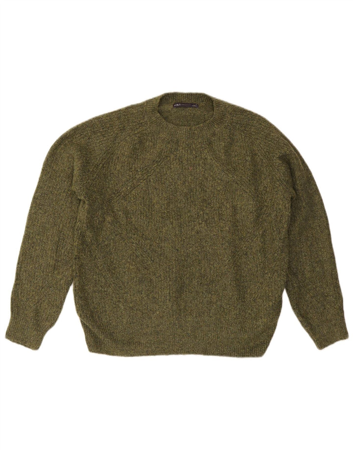 Marks & Spencer Damen-Pullover mit Rundhalsausschnitt, Gr. 14, Medium Khaki, Acryl