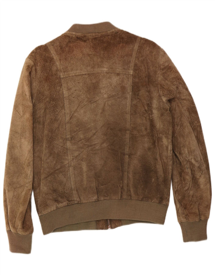 Vintage Damen Wildleder Bomberjacke IT 50 XL Khaki Leder