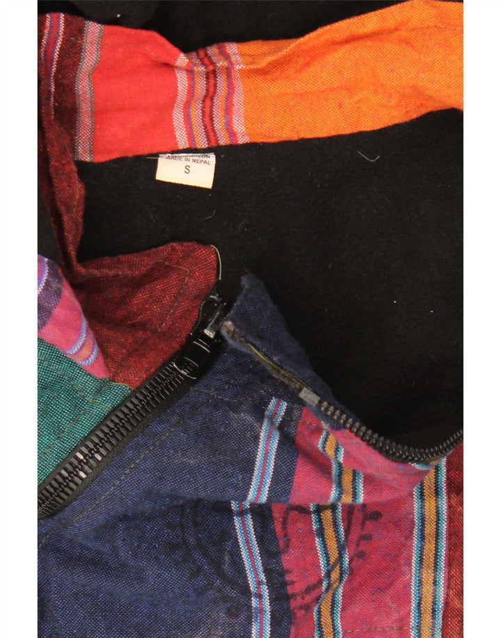 Vintage Herren-Anorakjacke mit Kapuze, Größe 36, klein, mehrfarbig, Patchwork-Aztekenmuster