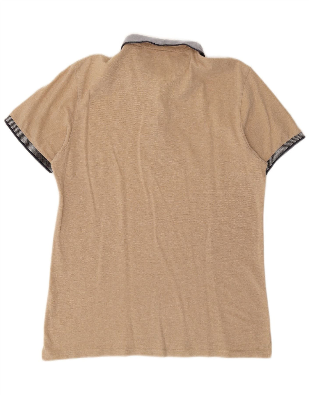ZARA Mens Polo Shirt Large Beige Cotton