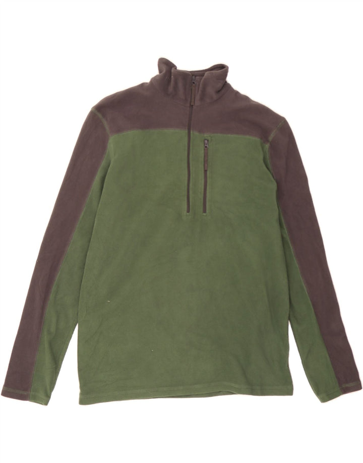 MOUNTAIN WAREHOUSE Mens Zip Neck Fleece Jumper Small Green Colourblock Vintage Mountain Warehouse and Second-Hand Mountain Warehouse from Messina Hembry 