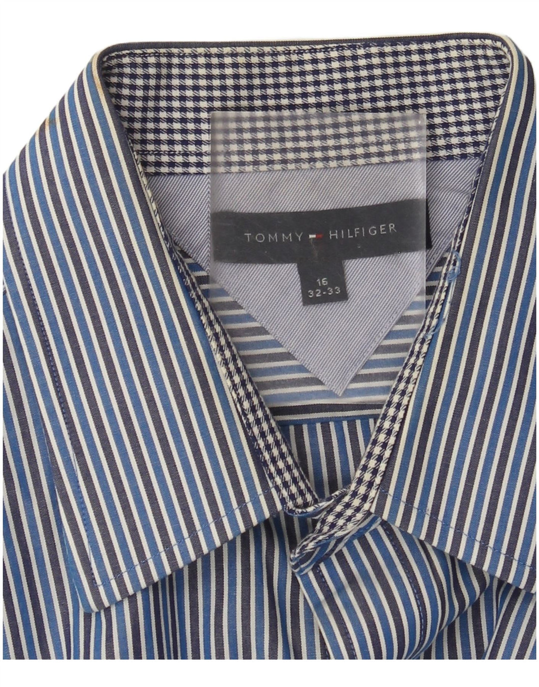 Tommy Hilfiger Herrenhemd, Größe 16, groß, blauer Nadelstreifen