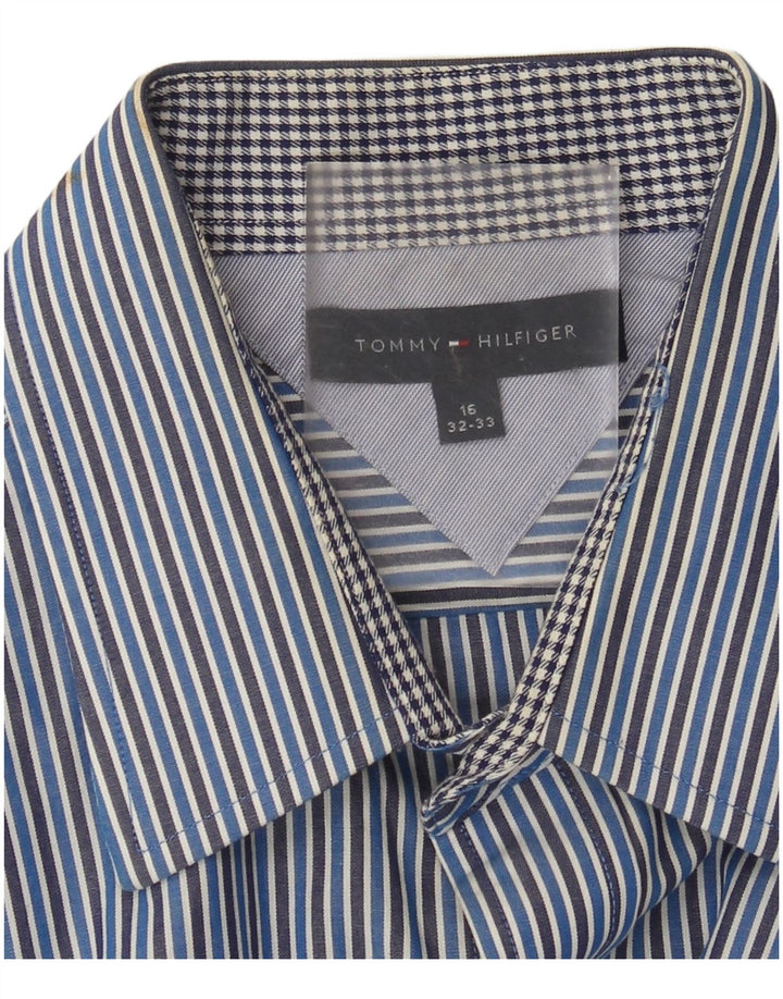 Tommy Hilfiger Herrenhemd, Größe 16, groß, blauer Nadelstreifen