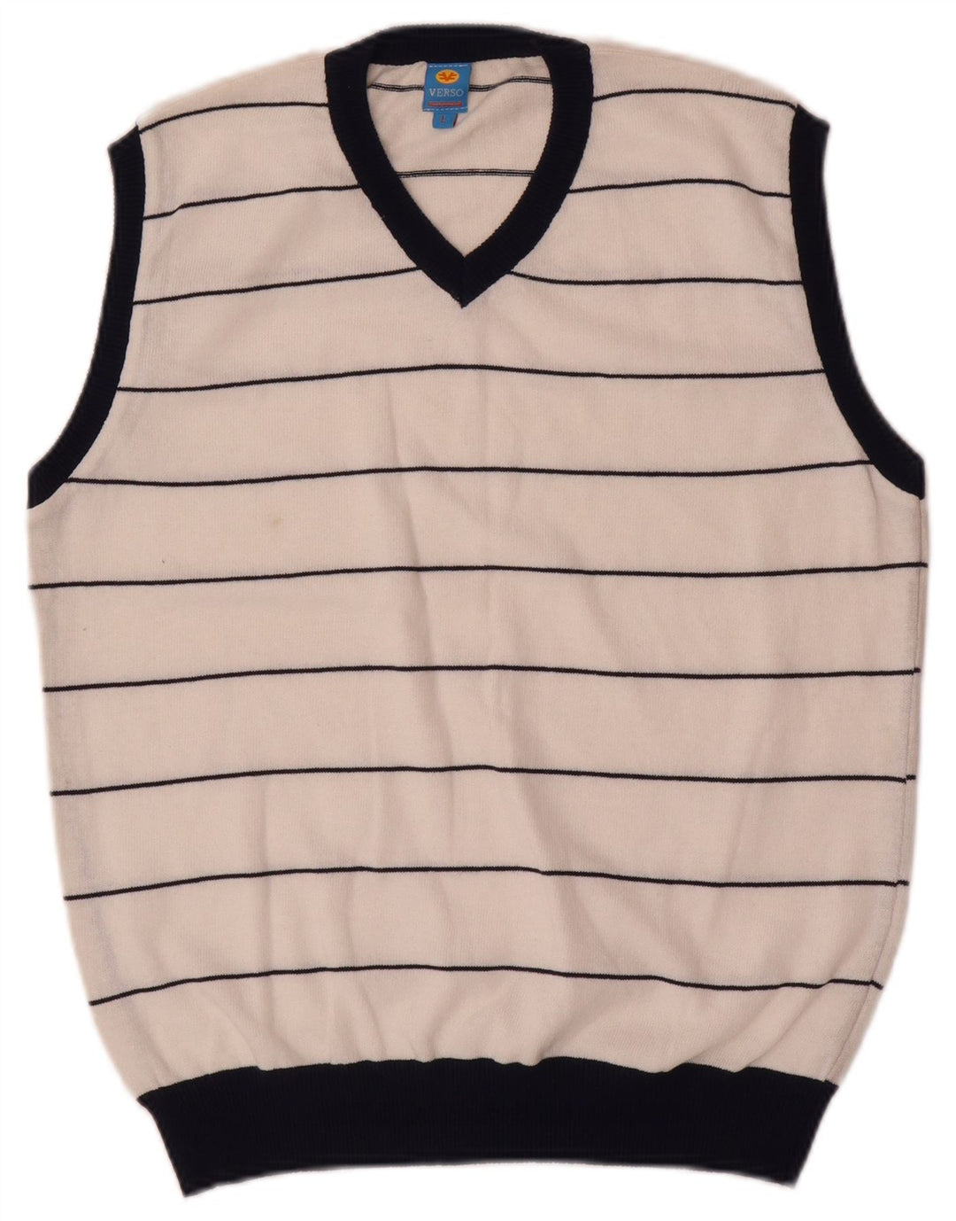Vintage Herren Weste Tank Top groß weiß gestreift
