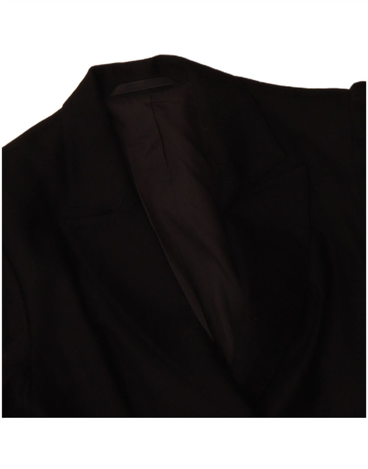 VINTAGE Damen Zweireihige Blazerjacke UK 14 Medium Schwarz