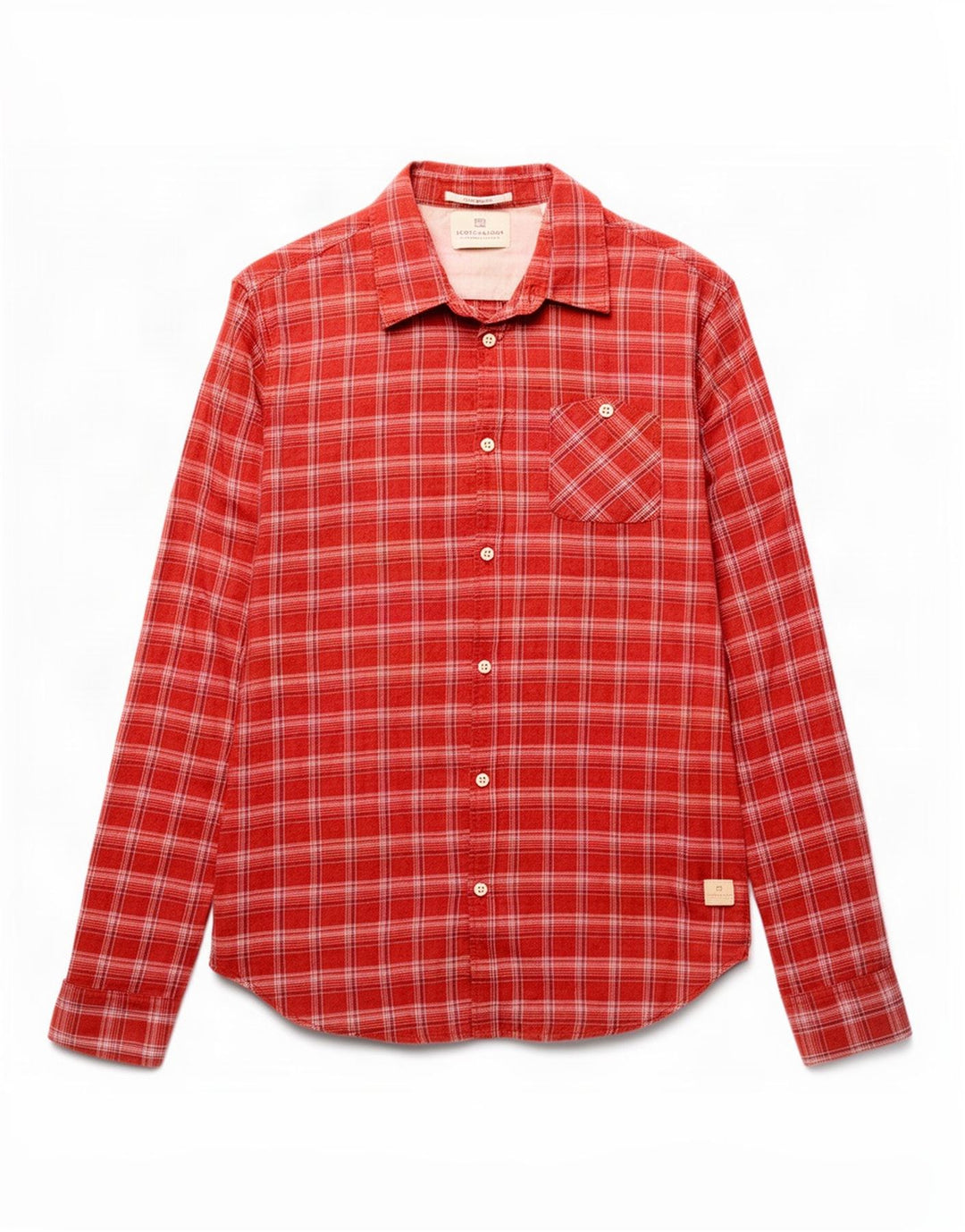 Scotch & Soda Herrenhemd Mittelrot kariert aus Baumwolle