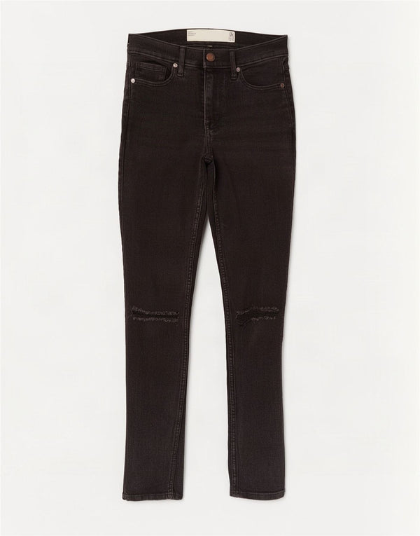 Abercrombie & Fitch Damen Distressed Skinny Jeans US 0 XS W25 L26 Schwarz