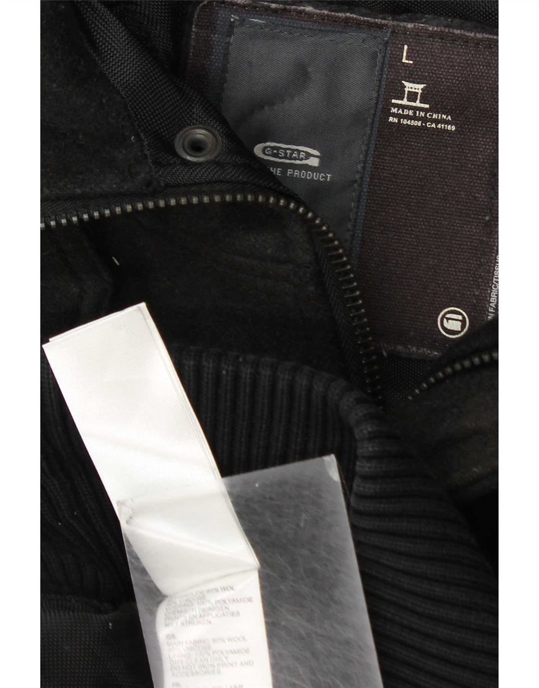 G-Star Herren-Bomberjacke mit Kapuze, UK 40, große, schwarz karierte Wolle