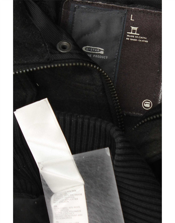 G-Star Herren-Bomberjacke mit Kapuze, UK 40, große, schwarz karierte Wolle